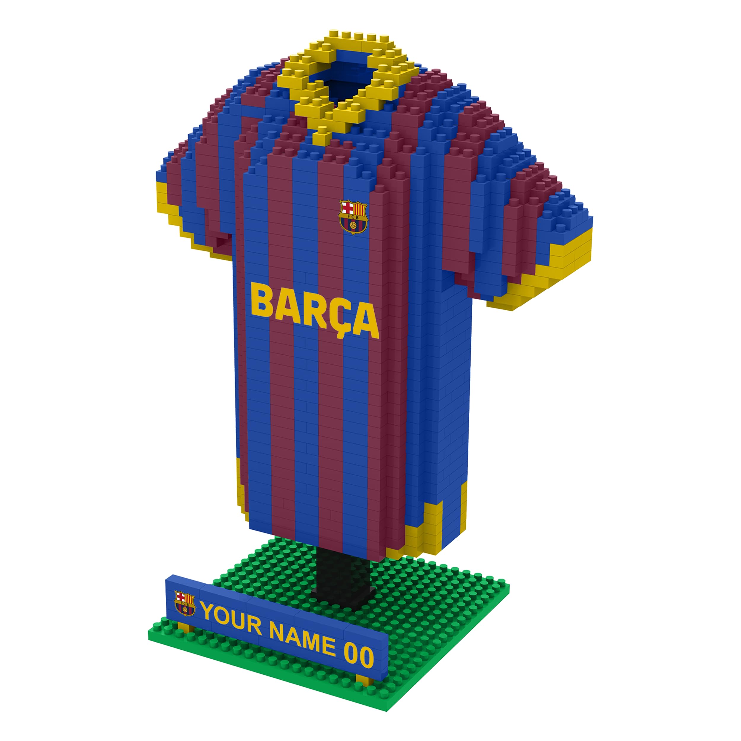 FOCO Officially Licensed FC Barcelona Personalised BRXLZ Desk Shirt 3D Bricks Building Construction Toy