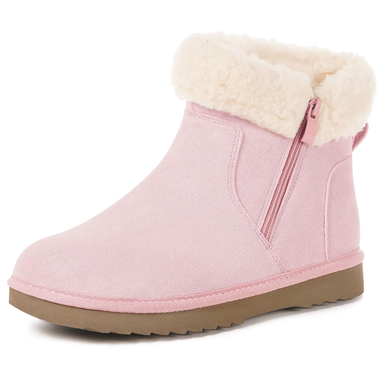 Hsyooes Snow Boots for Women Genuine Suede Leather Winter Boots Water Resistant Warm Booties Fur Lined Ankle Booties