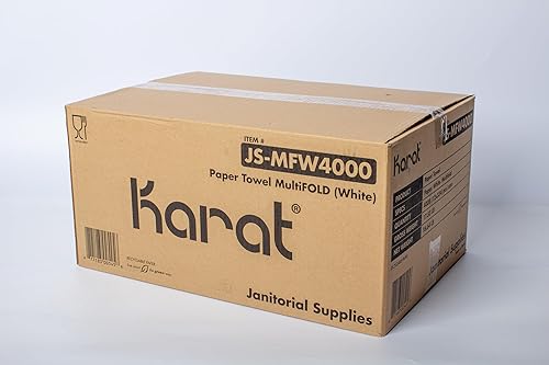 Miniatura 4 de Karat Toallas de papel multipliegues, absorbentes y resistentes, 334 hojas x 12 paquetes, fibras recicladas