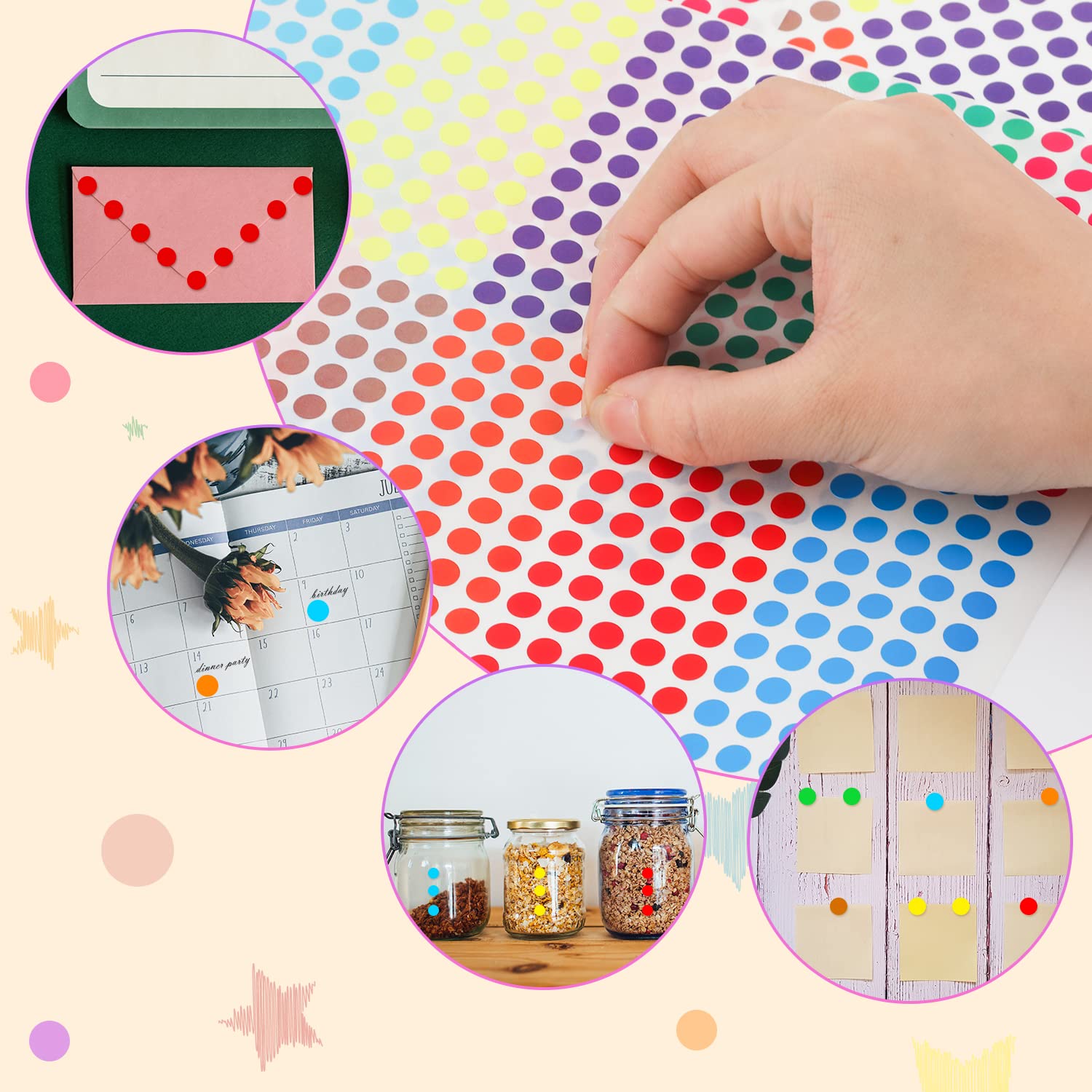 6160 gekleurde stippen, 10 mm ronde stippenstickers, kleurcoderingsstickers, kleine ronde stippenstickers, kleurcoderingsetiketten voor thuiskantoorbenodigdheden, 22 6160 gekleurde stippen, 10 mm ronde stippenstickers, kleurcoderingsstickers, kleine ronde stippenstickers, kleurcoderingsetiketten voor thuiskantoorbenodigdheden, 22