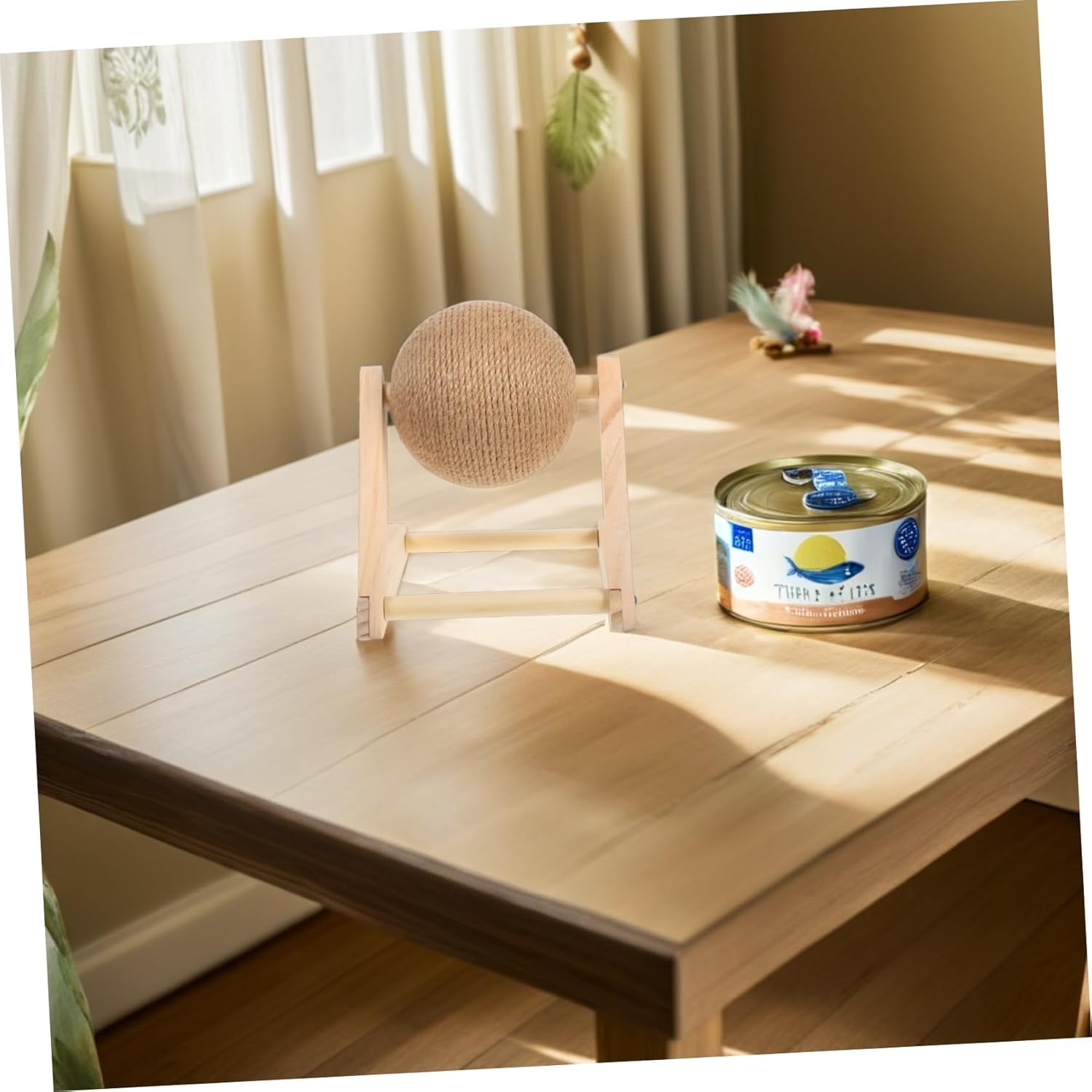 Sisal Cat Scratching Ball with Stable Stand Climbing Globe for Indoor Cats and Kittens Skin Friendly Interactive Plaything to Protect Furniture and Provide Fun Home Entertainment