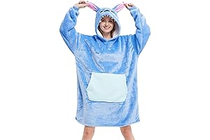Adults Kids Oversized Stitch Snuggie Wearable Blanket with Hoodie