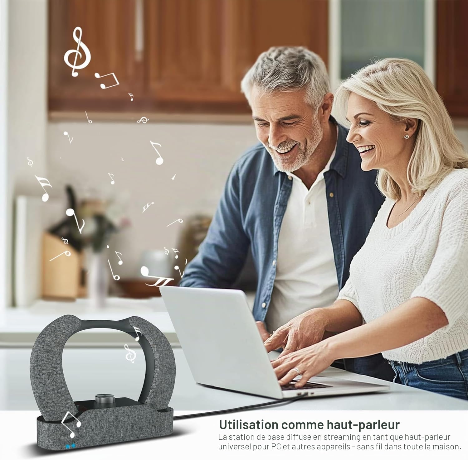 LEICKE Edgar Duo Haut-parleur TV - Casque portable sans fil avec amplificateur auditif pour personnes âgées malentendantes - Bluetooth 5.3, HDMI, entrée auxiliaire et optique TV - Amplificateur vocal