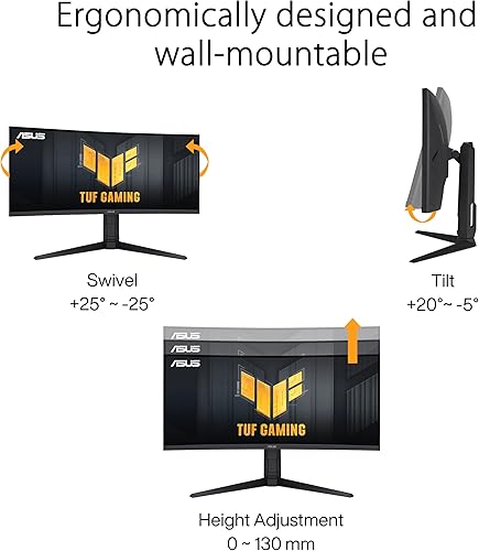 Miniatura 5 de ASUS TUF Gaming Monitor curvo de 34 pulgadas 1440P 1500R (VG34VQL3A) - QHD (3440 x 1440), 180Hz, 1ms, Extreme Low Motion Blur, Freesync Premium Pro,