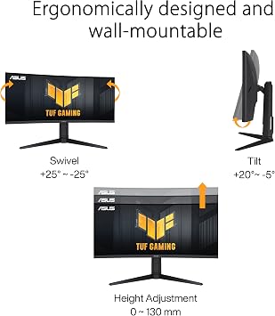 ASUS TUF Gaming VG34VQL3A 34 Inch Curved Gaming Monitor (WQHD 3440 x 1440 180Hz 1ms GTG 1500R ELMB FreeSync Premium Pro 125 Percent sRGB DisplayHDR 400 DisplayWidget)