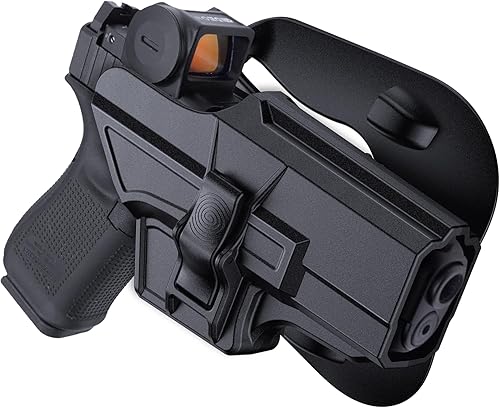 OWB Holster Compatible with Glock 19 19X 23 32 44 45 (Gen 1-5), Tactical Outside Waistband Paddle Open Carry Belt Holster Custom-Molded Fit G19 G19X