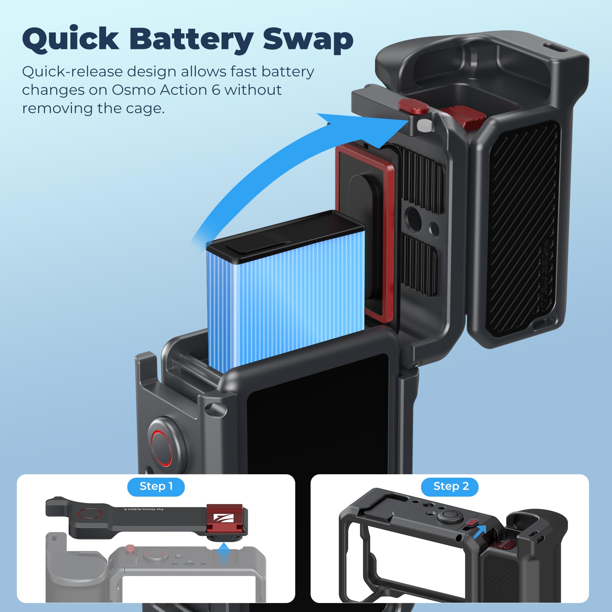 Freewell Creator Pro Cage pour DJI Osmo Action 6 avec poignée Xplorer | Quick Connect Mount, Cold Shoe, 0,25"-20 Thread + ALAI Trou de positionnement, Antichoc Aluminium Rig Kit