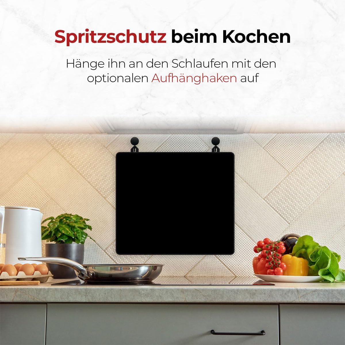 Herdabdeckplatte Schwarz Uni - 60x52 cm - Kochfeld Abdeckung - Induktionsschutz - Küchen-Spritzschutz