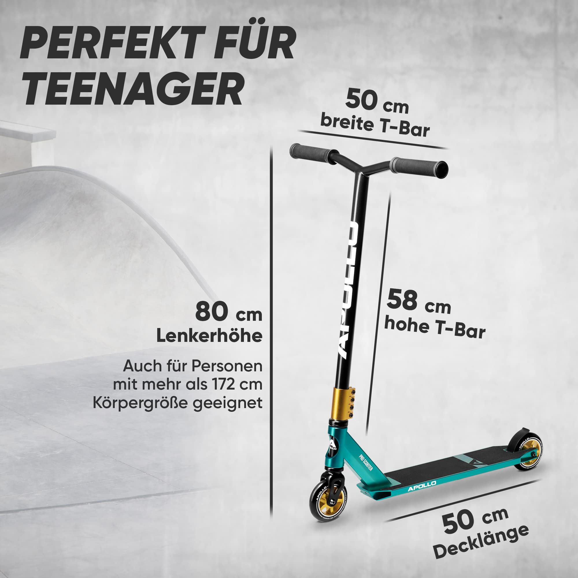 Apollo Stunt Scooter - Star Pro, eloxierter Profi Stuntroller, Kinder Scooter mit ABEC 9 Kugellagern, 100mm Wheels, Stunt Scooter auch für Erwachsene, Trick Roller für Teenies