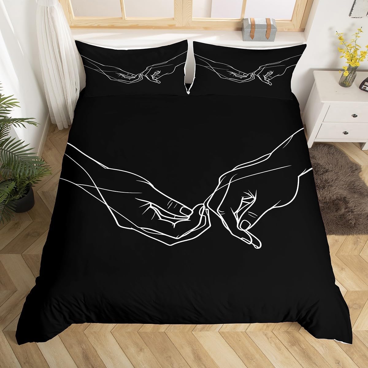 Mr Mrs Bedding Set You and Me Comforter Cover for Couple Lover Men Women Funny Quotes Duvet Cover Gold and Black Romantic Wedding Themed Breathable Bedspread Cover Room Decor King Size (No Comforter)