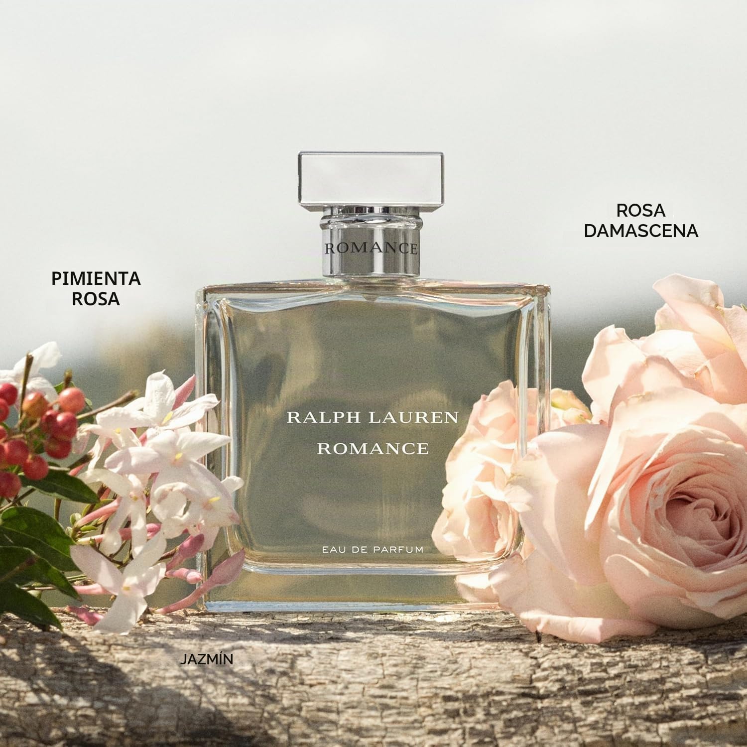 Ralph Lauren Romance Eau de Parfum, Fragancia Floral, Amaderada y Elegante, Aroma de Rosa, Jazmín y Bayas, Duración Prolongada, Perfume de Lujo para Mujer, 50 ml. | Rosa damascena y jazmín, almizcle seductor y maderas suaves, la feminidad más sutil y sofi