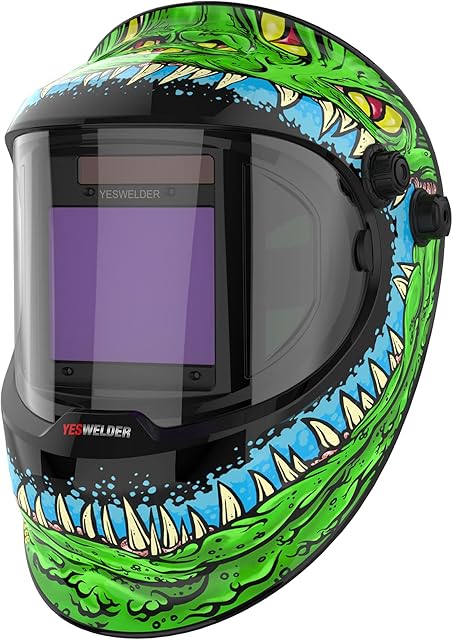 YESWELDER Maska spawalnicza o dużym polu widzenia, kolorowa Zasilany energią słoneczną Automatycznie przyciemniany kask spawalniczy z widokiem z boku Wide Shade 4/5-9/9-13 Welder Mask for TIG MIG ARC