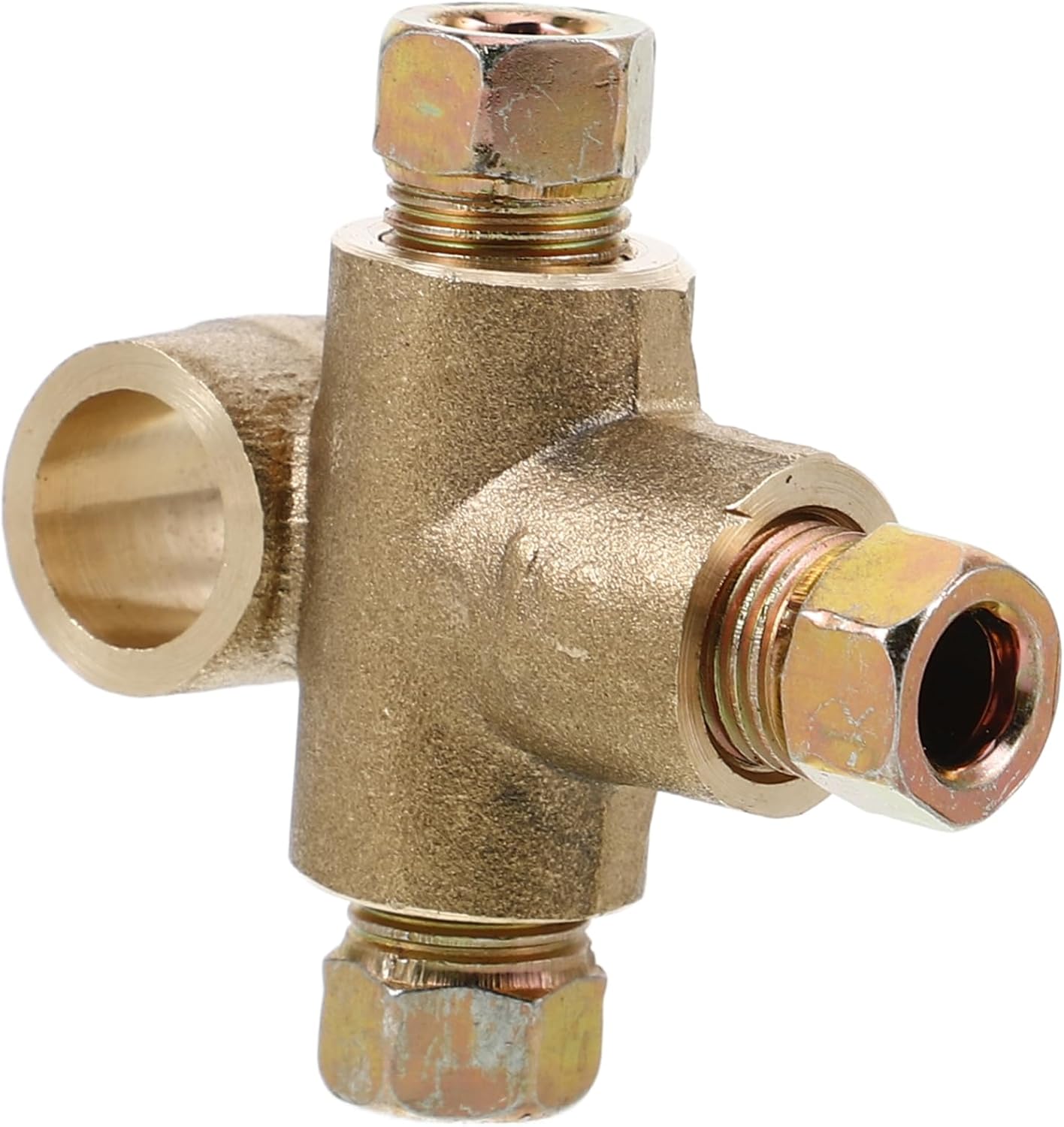 Amosfun Brass 3-Way Brake Line Tee Fitting M10*1 Thread Automotive Fuel Line Connector Sturdy Brass Brake Fittings for Vehicle Replacement
