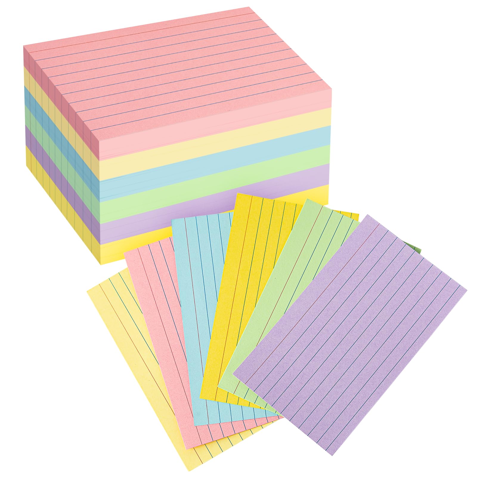 Colored Lined Index Cards 3x5 Ruled-Goefun 300 Sheets Lined Note Cards 3 x 5 Color Flashcards for Studying, Note Taking, To Do List