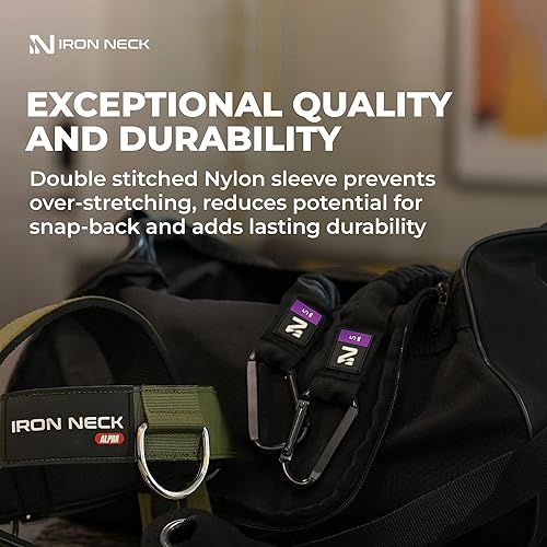 Miniatura 15 de Iron Neck Resistance Band, Durable Exercise Band with Steel Carabiners for Neck Training, Strength Workouts, Stretching, and Rehab