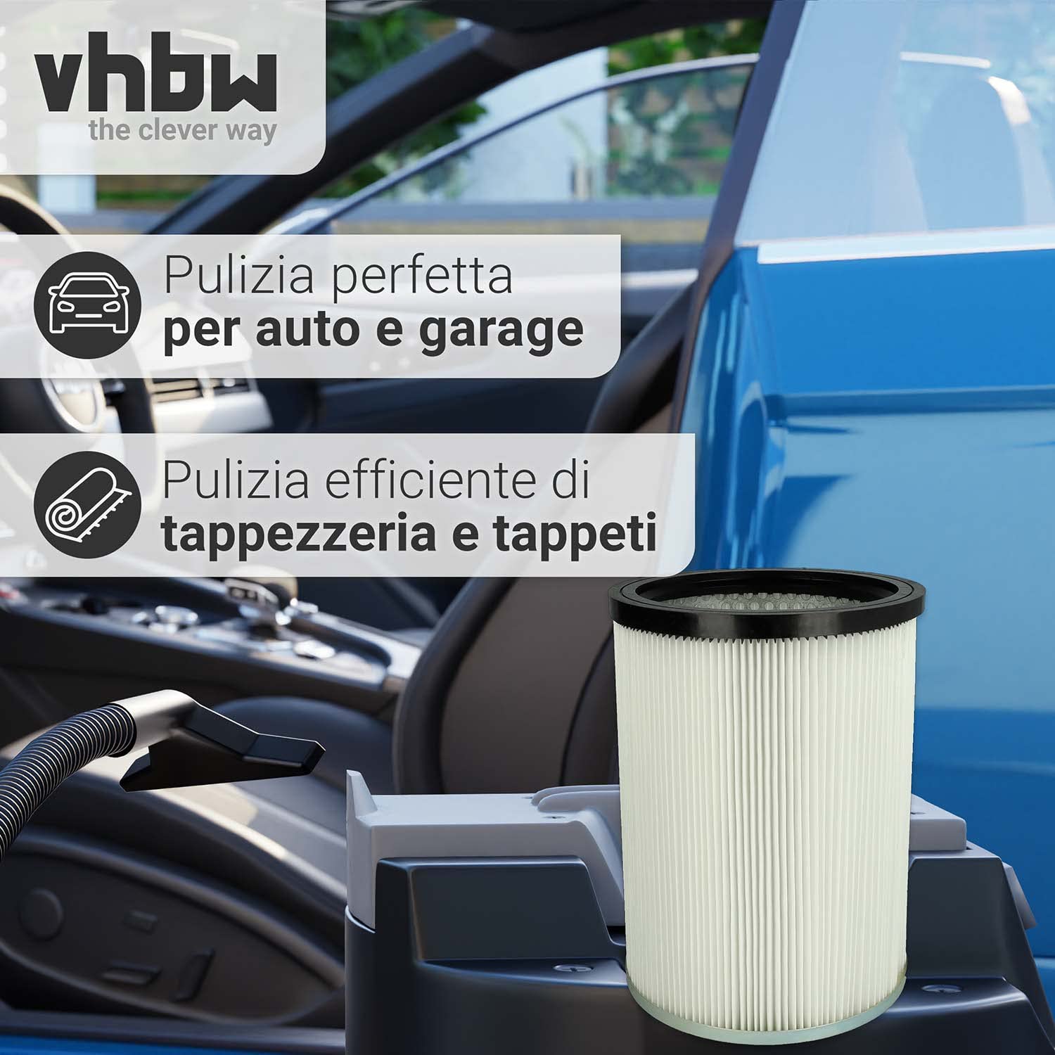 vhbw filtro a pieghe piatte compatibile con Kärcher NT 70/1 * 120V, NT 70/1 *AUS, NT 70/1 *BR, NT 70/1 *CN, NT 70/1 *EU, NT 70/1 *JP, NT 70/2 aspiratore - bianco