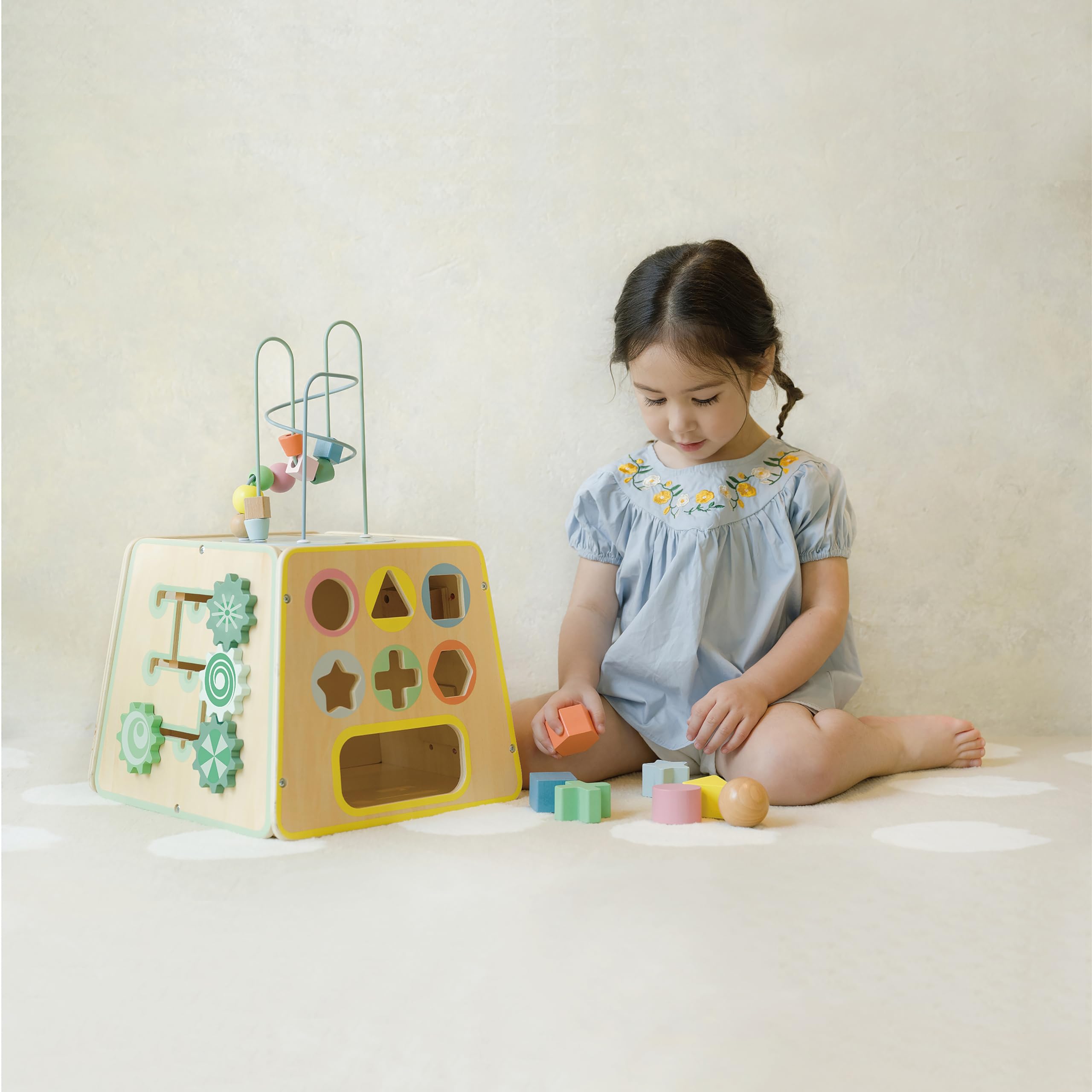 Classic World Cubo motorio Arty in Legno Multifunzione Giocattolo educativo per Bambini Cinque Lati