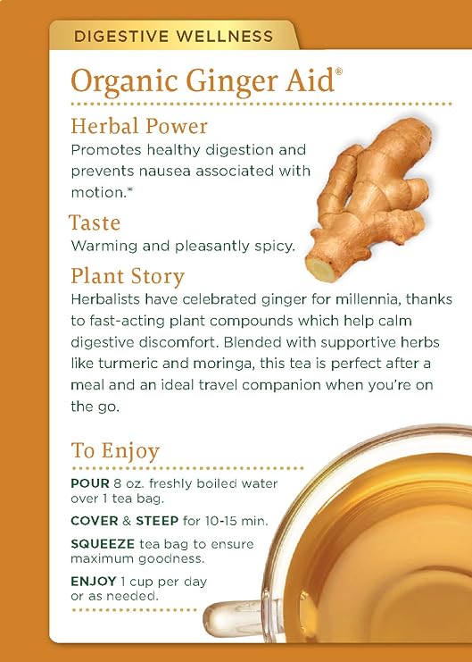 Traditional Medicinals Tea, Organic Ginger Aid, Promotes Healthy Digestion, 16 Tea Bags
