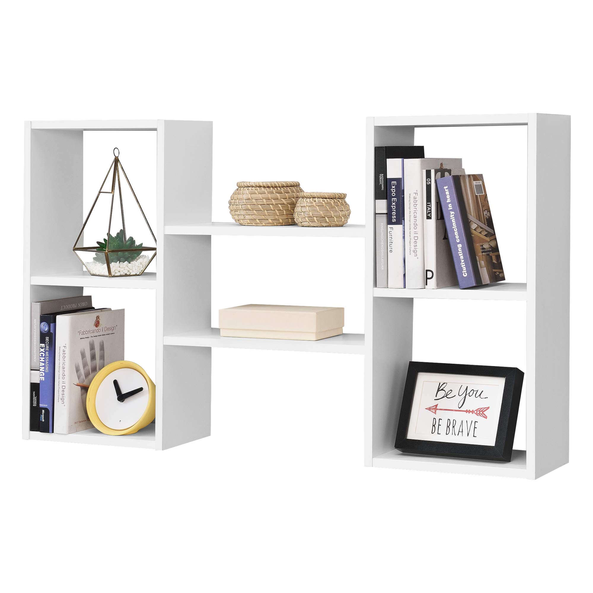 [en.casa] Estantería para Pared Lillesand 101 x 18 x 60 cm con 5 Compartimientos de Almacenamiento Estante Flotante Decoración de Salón o Dormitorio Blanco Mate