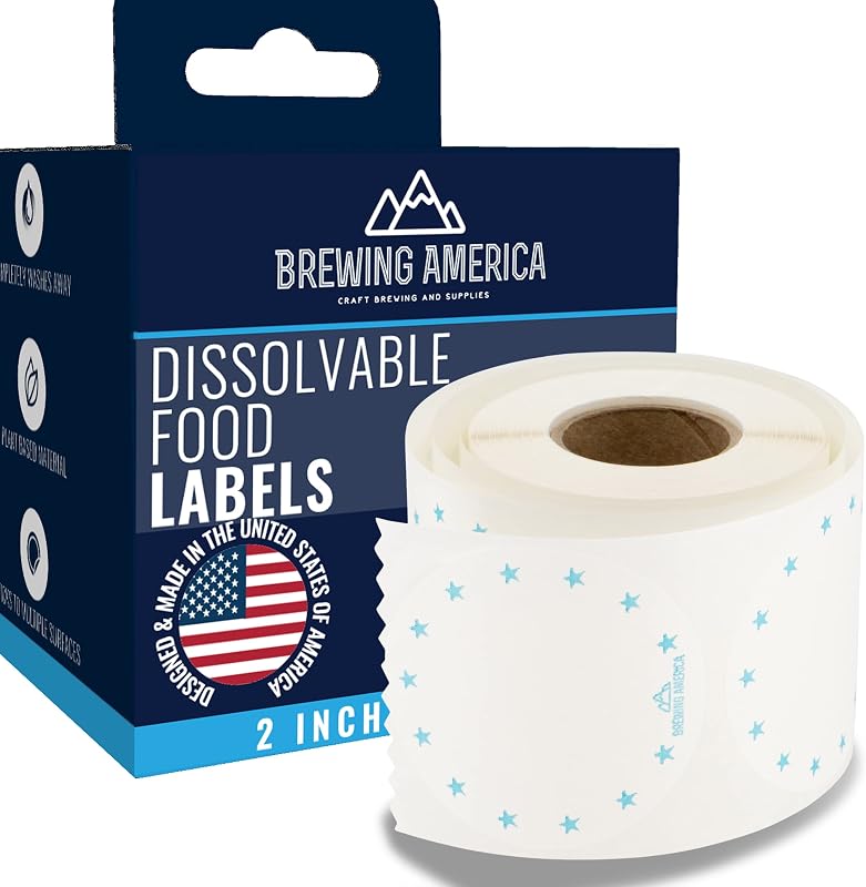 Etiquetas de alimentos solubles para conservas, despensa, contenedores de alimentos y almacenamiento y organización de preparación de alimentos en tarros de masón, fabricados en EE. UU., se lavan completamente, 250 etiquetas, redondas de 2 pulgadas