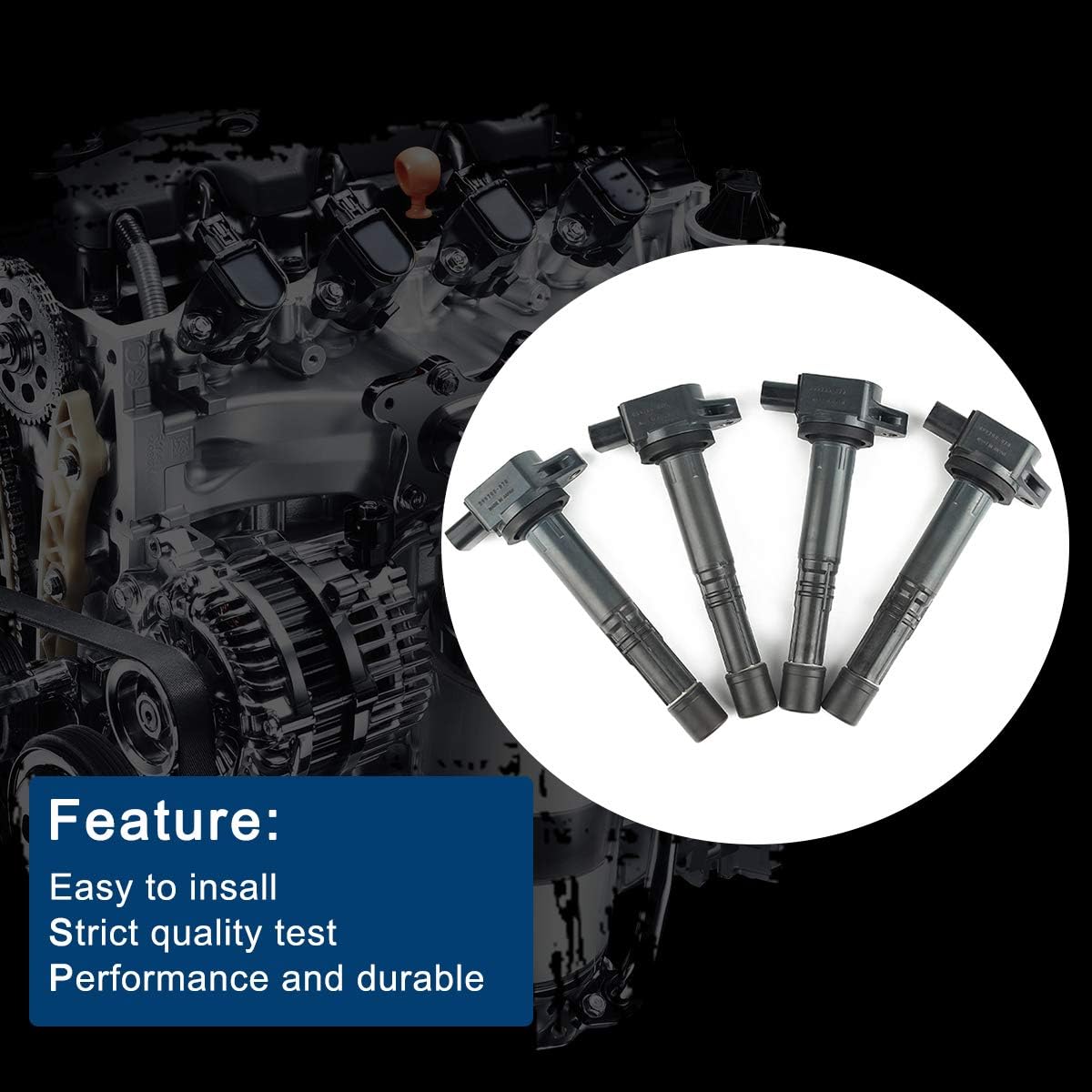 Ignition Coil 90919-02247 for Honda Accord Odyssey Civic Pilot 1.7L 3.0L 3.2L 3.5L V6 C1221 UF242 30520P8EA01 30520P8FA01 30520RCAA02 MDX TL CL Saturn UF242 (4)