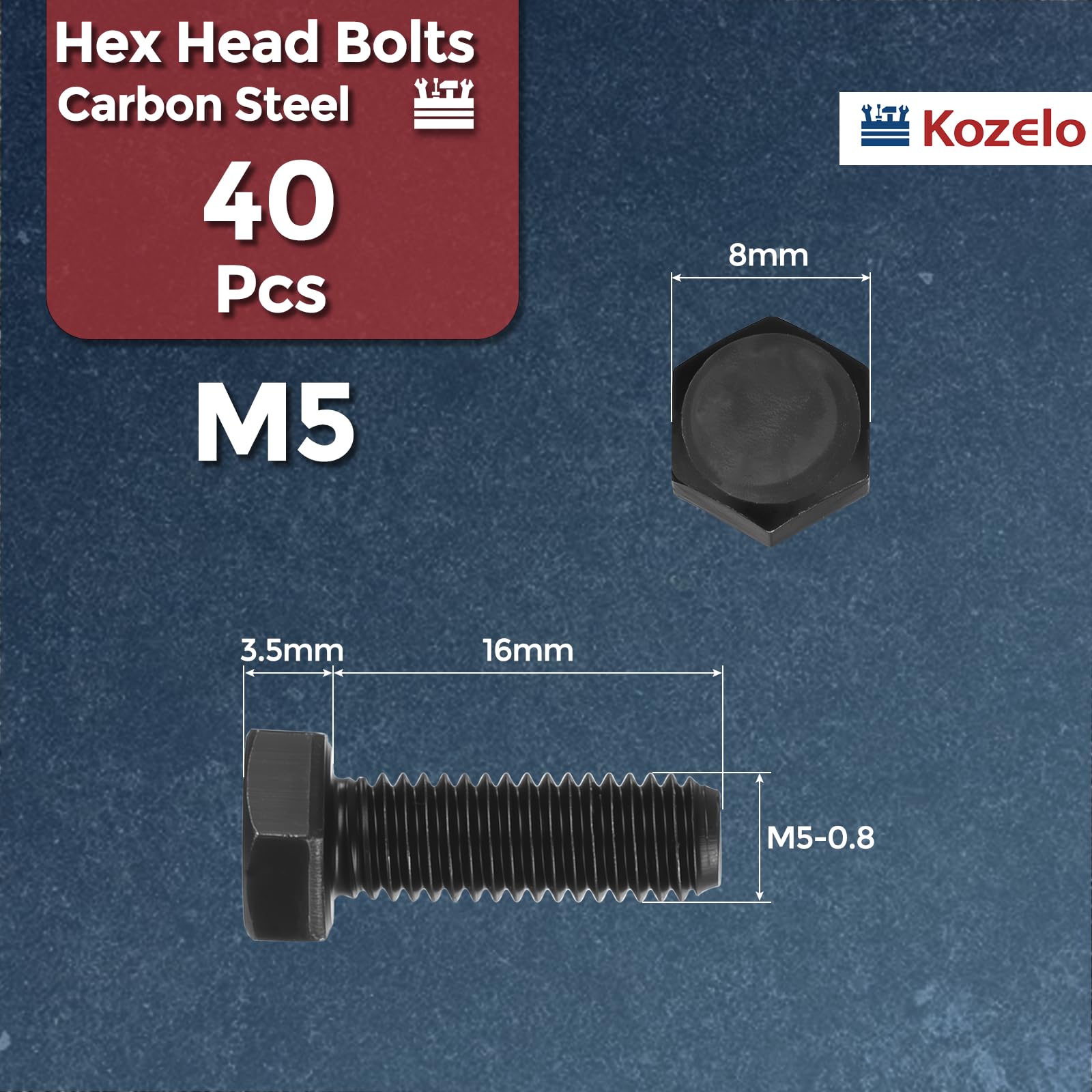 Kozelo 40 Pcs Hex Head Screws Bolts - Image 2