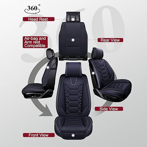 Miniatura 2 de OASIS AUTO Fundas de asiento para Toyota RAV4 2013-2025 de cuero de ajuste personalizado para RAV-4 (juego completo, negro)