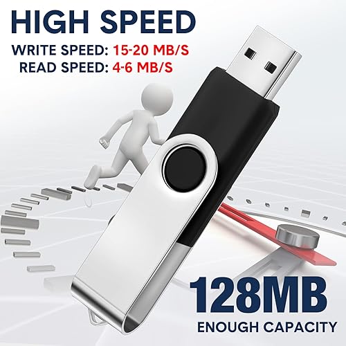 Miniatura 3 de Aoriher Paquete de 50 unidades flash USB 2.0 a granel, unidades de pulgar USB portátiles con cordones, unidades flash giratorias para almacenamiento