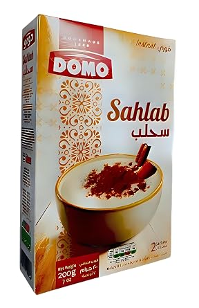 Domos Sahlab Instant Pudding & Hot Drink Powder Mix, includes 2 Sachets. 200g