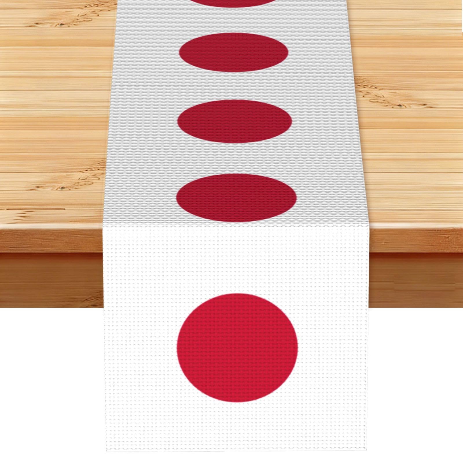 Japanese flag Printed Table Runner 13 x 72, Wrinkle Resistant Decor for Dining Table Coffee Table Fireplace