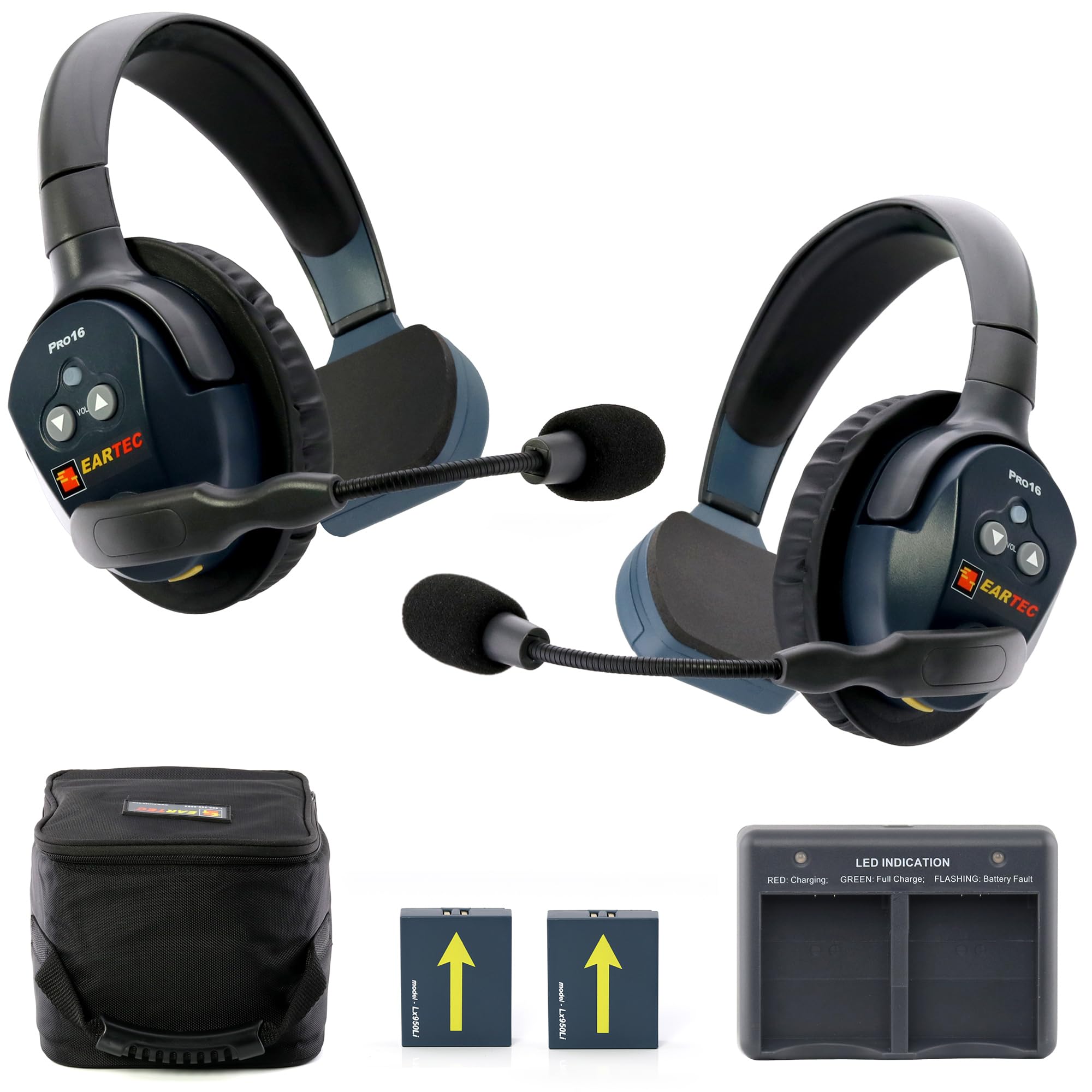 EARTEC Ultralite PRO16 ETP2S Full-Duplex Long Range Wireless Intercom System - 2 Single Ear Headsets, Up to 1/2 Mile Range, 2.4 GHz, U.S. Company