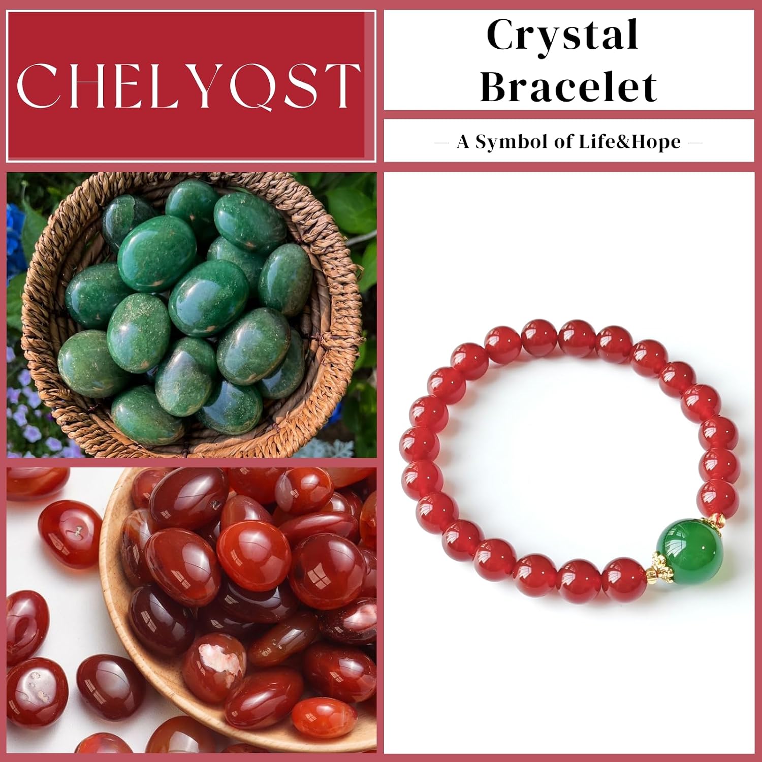 Beaded Bracelets for Women,Stretch Healing Crystal Bracelet Natural Stone Gemstone Jewelry Gifts