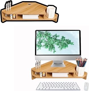 LITAITAI Monitor Stand Riser, Monitor Riser, Triangular Storage Rack, Feature Wood, Computer Monitor Stand, Office Corner Storage Rack for Many Occasions.