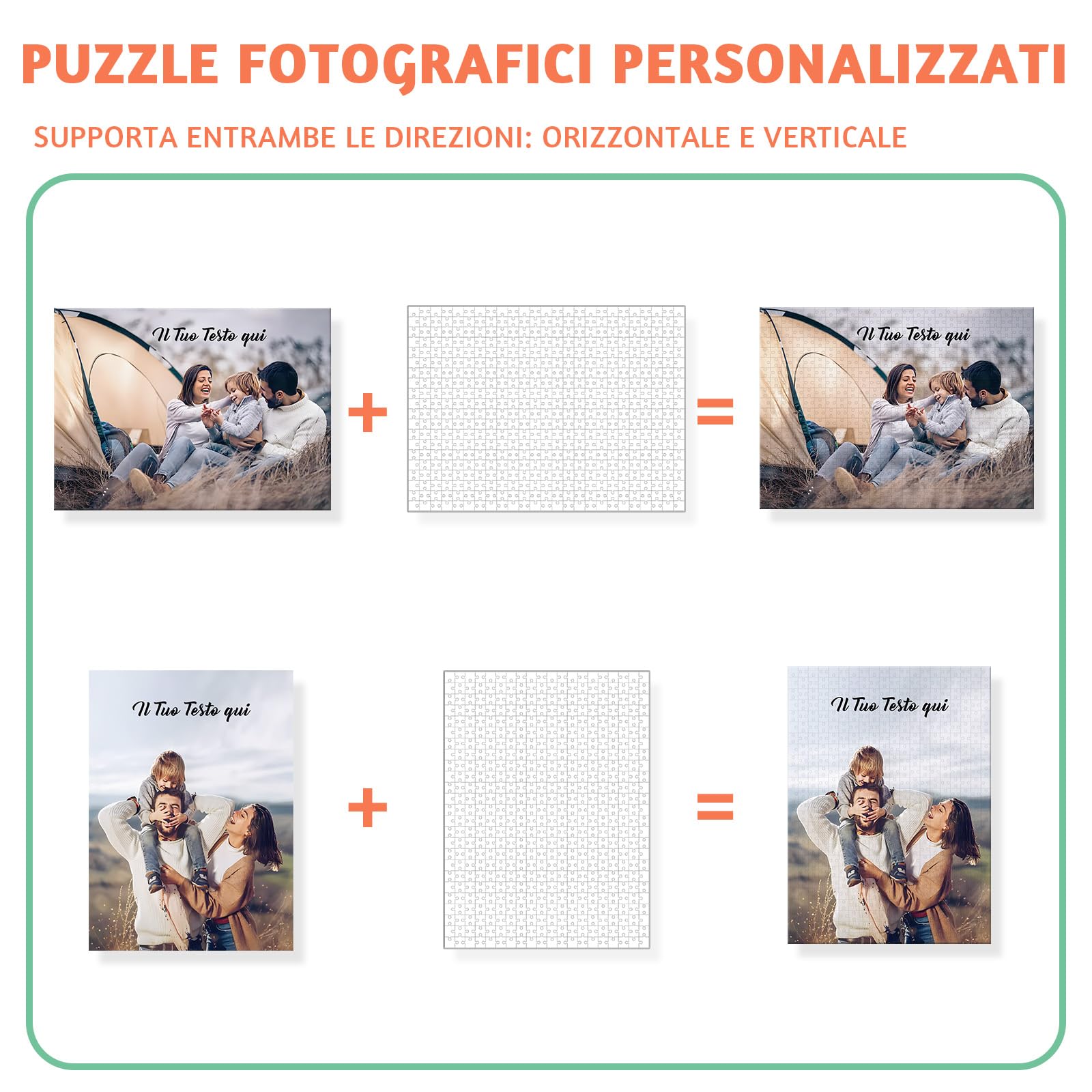 Puzzle Personalizzato Con Foto - Puzzle di Legno Personalizzati da 120/200/300/500/1000/1500 Pezzi, Puzzle Con Testo Foto Personalizzata, Puzzle Divertenti per Gioco Adulto/Familiare