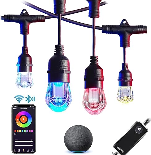 Tira de luces LED inteligentes para exteriores de 72 pies que cambian de color RGBW para patio, control por aplicación, WiFi de 2.4 GHz, disponible en Yaxa El Salvador
