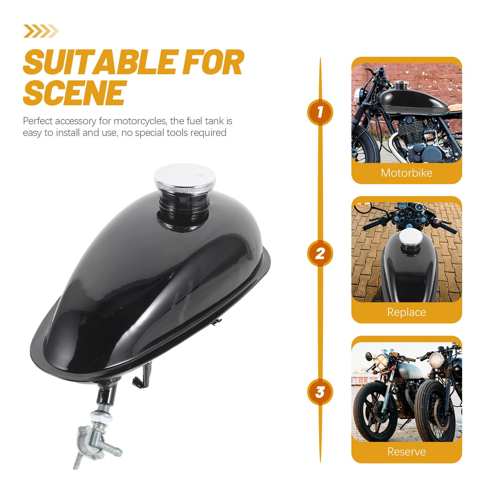 Petit Réservoir D'essence Moto en Fer 2 Litres Antirouille pour Mini-moteur 49cc 66cc 80cc, Réservoir de Gaz Étanche et Résistant, Accessoire Compatible Moto Sportive
