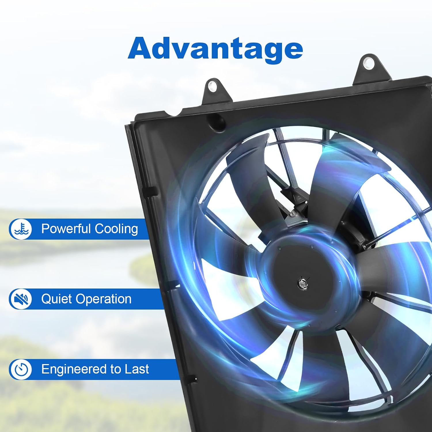 Engine Radiator Cooling Fan Assembly Replacement for Honda Civic 2016-2021 2.0L Condenser Cooling Fan Replaces HO3115174, 624600, 190155BAA01, 190305BAA01, 190205BAA01, 190195BAA01