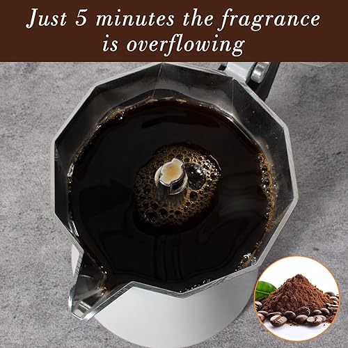 Miniatura 6 de Moka - Cafetera de café expreso de 6 tazas, cafetera portátil de 10.8 onzas líquidas, cafetera percoladora compatible con cocinas de inducción,