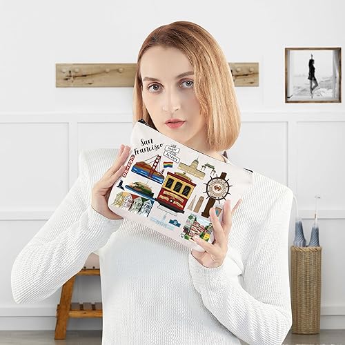 Vista 13 de WZMPA San Francisco Travel Cosmetic Bag Gift San Francisco Souvenir Gift San Francisco maquillaje cremallera bolsa bolsa San Francisco mercancía