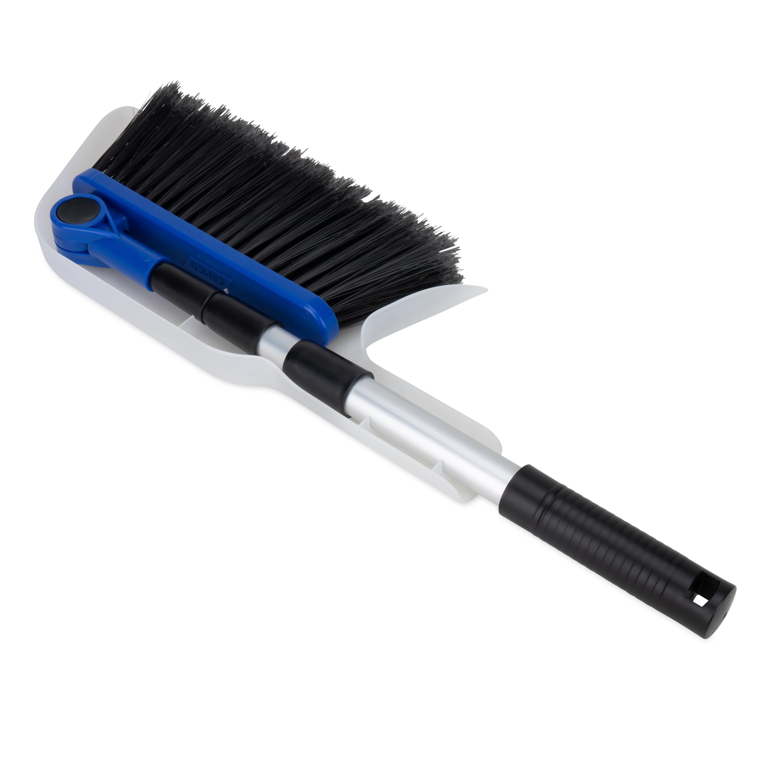 camco adjustable broom and dustpan - portable & compact full size broom - adjusts from 24-52 inches, ideal for rv, marine, and home use (43623-a)