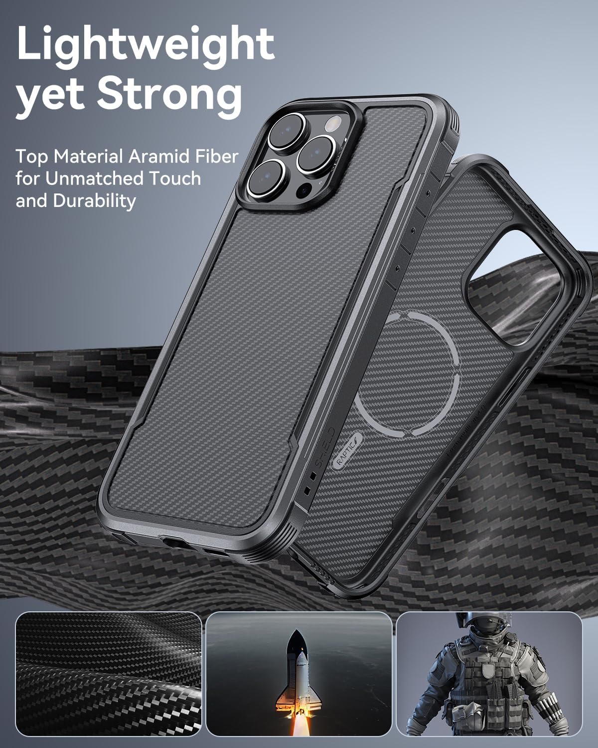 RAPTIC Apex Magnetic for iPhone 16 Pro Max Case, Compatible with MagSafe, [25FT Mil-Grade Drop Protection], Durable Anodized Shockproof Aluminum Frame Case, 1500D Aramid Fiber Woven, Black