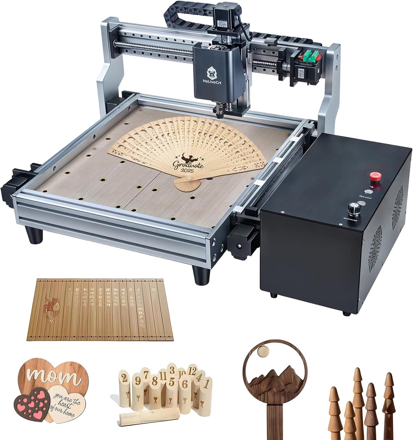 Black Gold Desktop 3-Axis CNC Router, 500W Spindle, 16mm Ball Screw, Dust-Proof XYZ, 26"x25" Working Area, GRBL Controller for Wood Acrylic Aluminum PCB