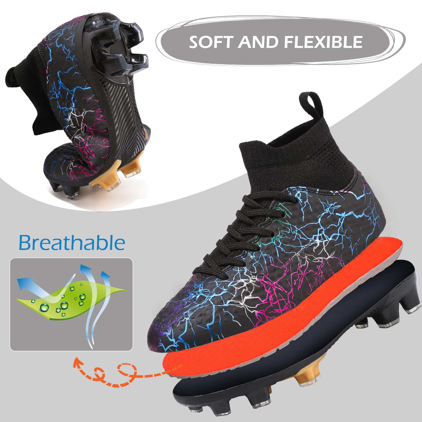 PiDaGlobal Scarpe da Calcio Bambini e Ragazzi Tacchetti da Professionali attività all'aperto Scarpe per Competizioni e Allenamento Scarpe da Calcetto per Adolescenti