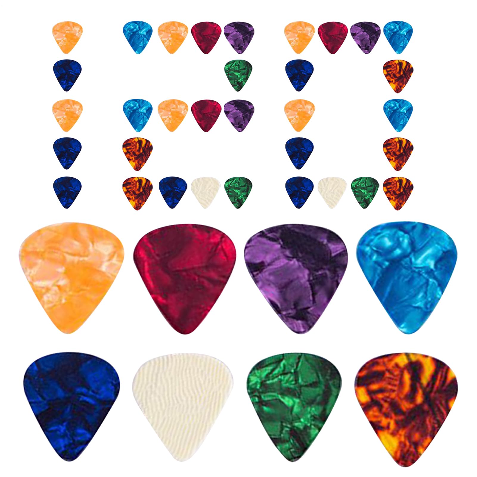 Plettri per Chitarra Plettri Antiscivolo | 120 Pezzi Colorati re 0,46 mm Sottile, 0,71 mm Medio, 0,96 mm per Chitarra , Strumenti a Corda, Mandolini e Bassi