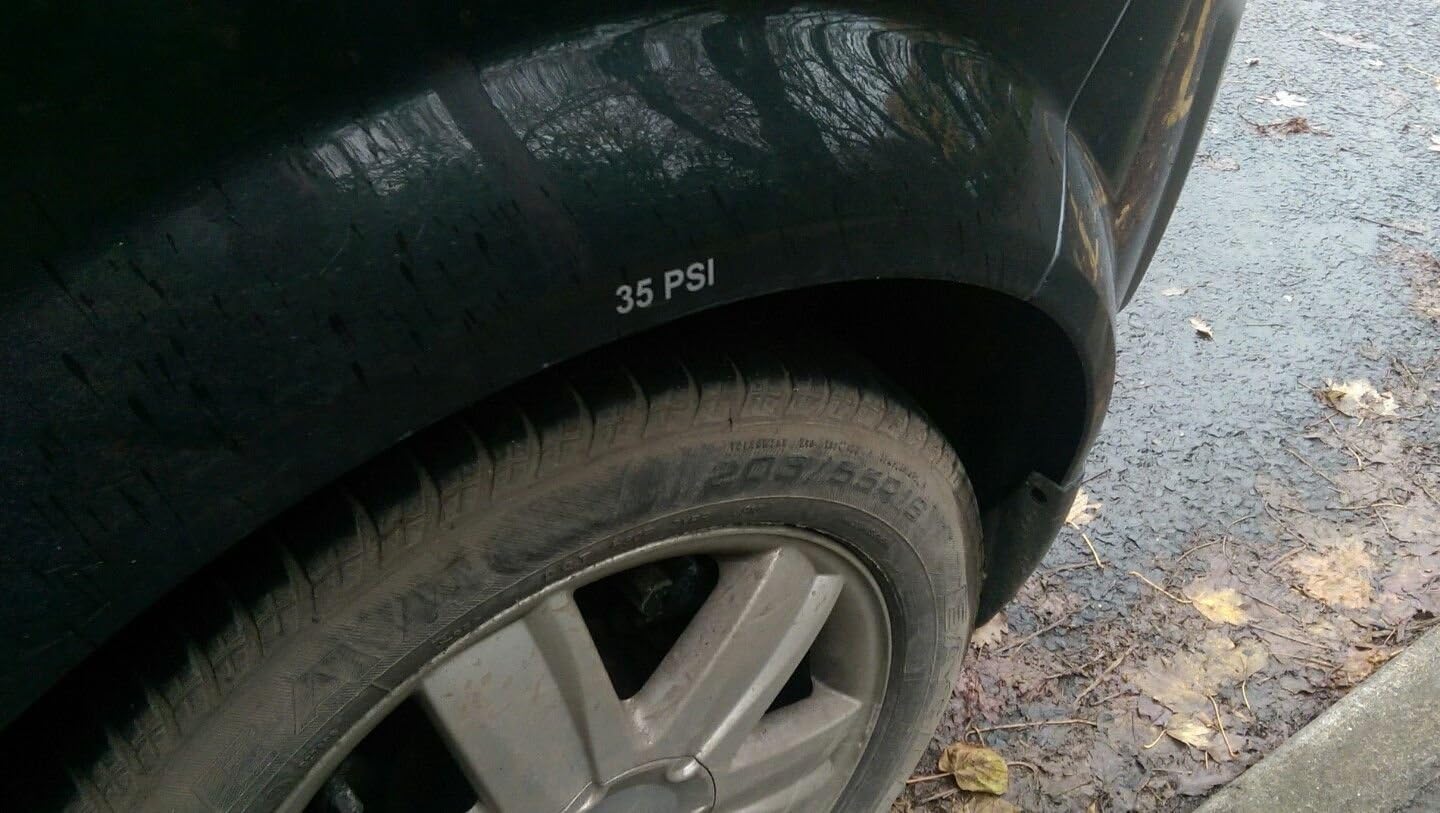 4 x Tyre Pressure stickers psi or bar - for cars, vans, buses, lorries, bikes