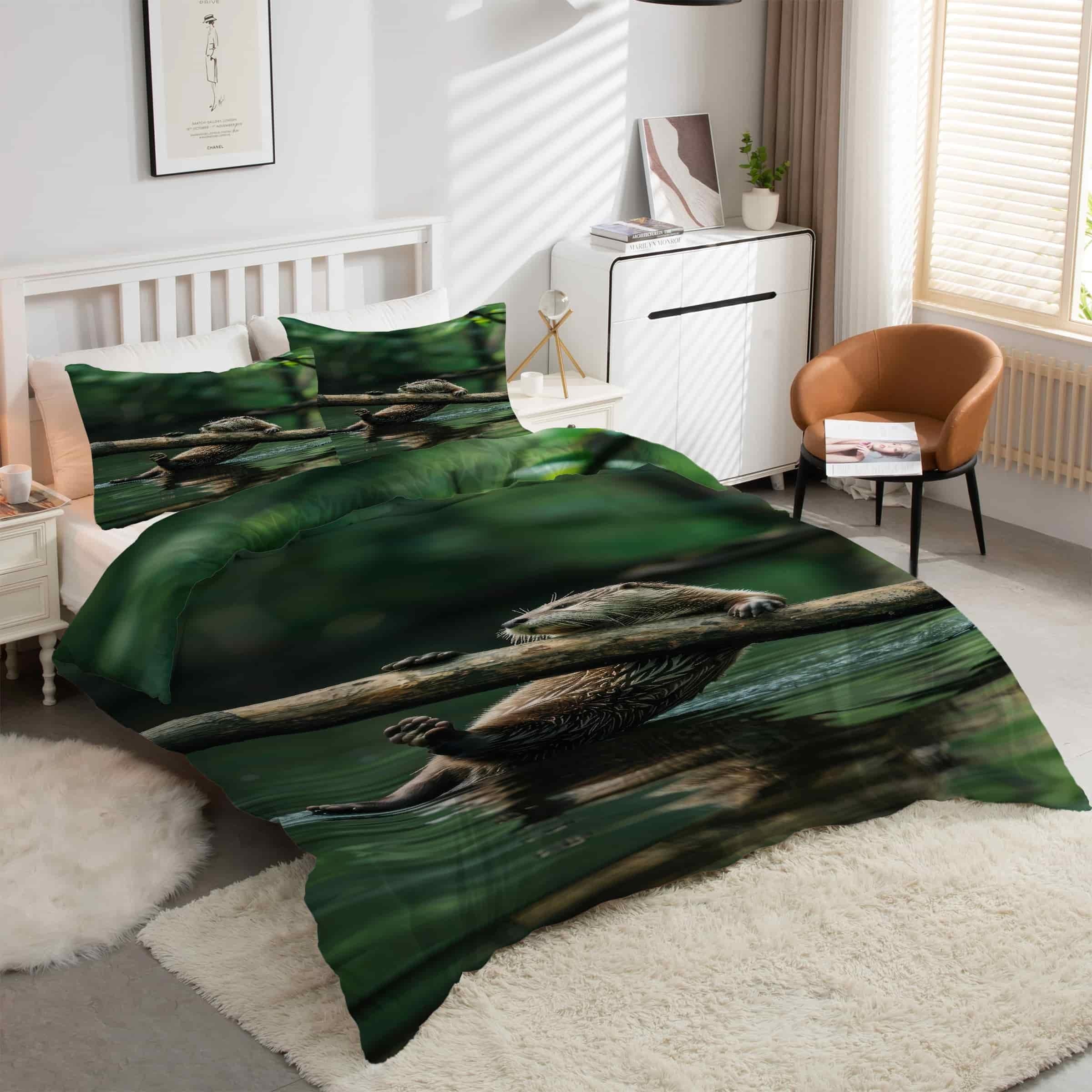 Parure de lit 90x190 animaux paresseux avec housse de couette en microfibre kK1856