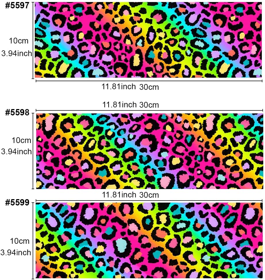 Leopard Print Edible Cake Wrap Topper Decoration Rainbow, 1 Random Border, 4×12 Inches