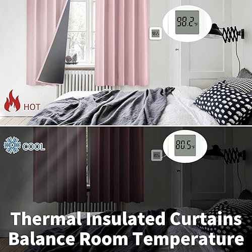 Miniatura 6 de BGment Cortinas opacas completas con forro de aislamiento térmico, 63 pulgadas de largo, bolsillo para barra y pestaña trasera, cortina de ventana