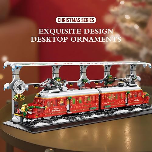 Miniatura 4 de MISINI 66034 Bloques de construcción de tren de vapor, 2822 piezas, juego de construcción de trenes con luces, elementos de Navidad coleccionables,