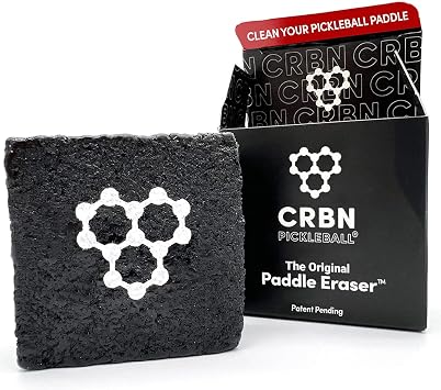 CRBN Pickleball - Paddle Eraser Black, 2 Pack | Fast & Easy Rubber Bar to Remove Ball Residue, Dirt, Minor Scrapes/Scratches - Patent Pending